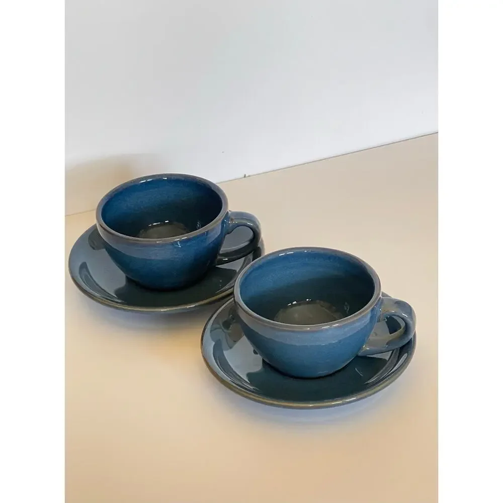 4 PCS Le Tauci Cups & Saucers- Blue